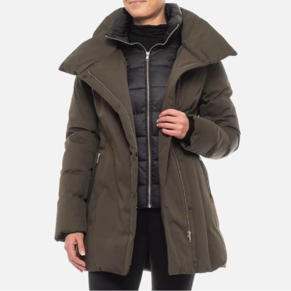 Sandova Gytha Asymmetrical Down Jacket with Inner Bib, Size Small, New condition